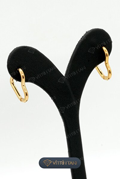 Çelik Kalp Figürlü Altın Renk Küpe