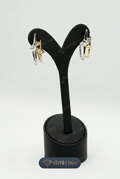 Çelik Yıldız Figürlü Gümüş Renk Küpe