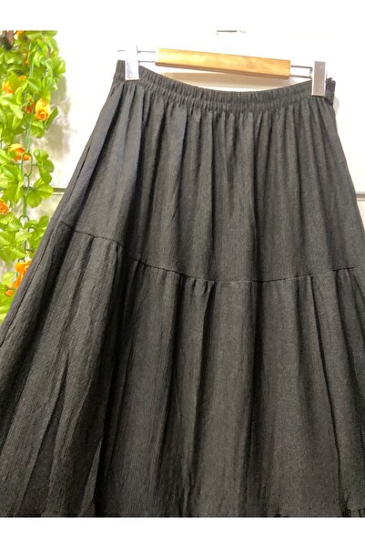 edu collection Gofre Skirt Three-Layer Black