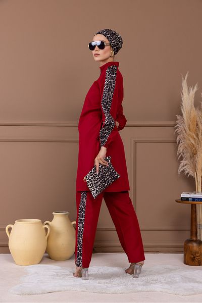 dilber fashion Costum de baie Hijab cu model leopard și geantă cadou