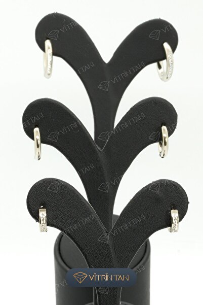 Çelik Taş Detaylı Gümüş Renk 6'lı Halka Küpe Set