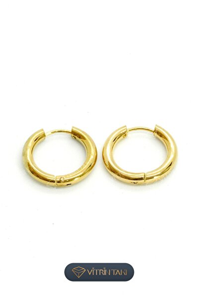 Çelik Altın Renk Halka Küpe