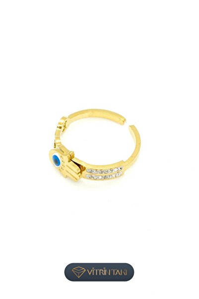 Çelik Fatma Ananın Eli Figürlü Altın Renk Ayarlanabilir Yüzük