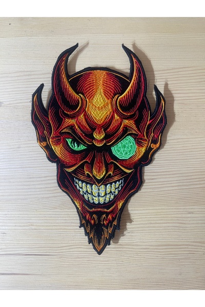 Şeytan Tasarımlı Nakışlı Arma – Sırt İçin Yama | 30x23 cm Patch