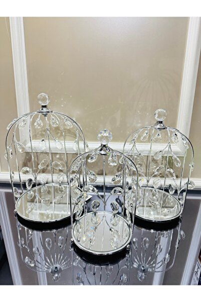 EVRA Gümüş Damla Taşlı 3 Lü Kafes