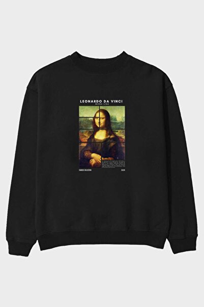 Ankhises Leonardo Da Vinci Mona Lisa față Imprimată Hanorac oversize Bărbați Femei Unisex
