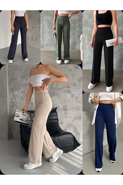 Pantasy PANTS Women's khaki wide-leg pants in modal fabric