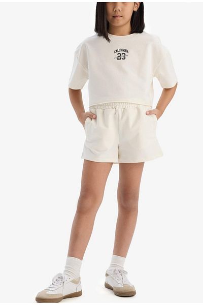 DeFacto Set de 2 bucăți pentru fete, tricou cu mânecă scurtă, pantaloni scurți E0730A825SM