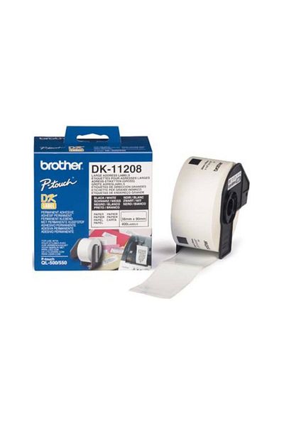 Brother Etichete mari de adresă din hârtie DK11208, 38 mm x 90 mm negru/alb