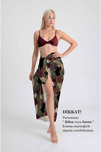 DESENİX أوراق استوائية باريرو أخضر وأحمر كلاريت مقاس 100 × 145 سم مع خيار شيف...