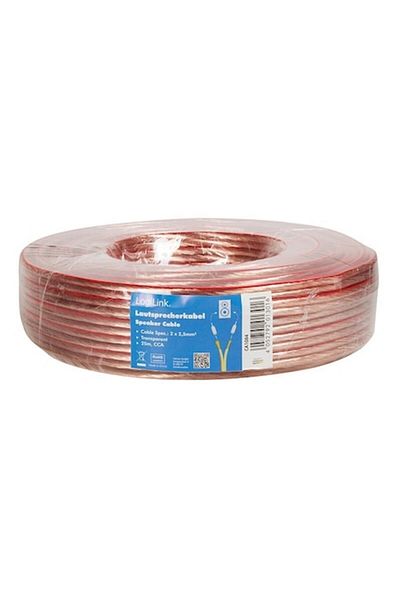 LogiLink Rola cablu audio CA1084, conductor din CCA, 2x2.5mm2, 25m, Transparent