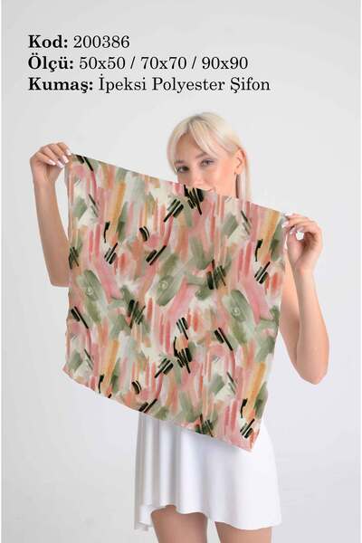 DESENİX وشاح منقوش بفرشاة تجريدية |   باستيل مرسومة |   50x50 -70x70- 90x90 س...