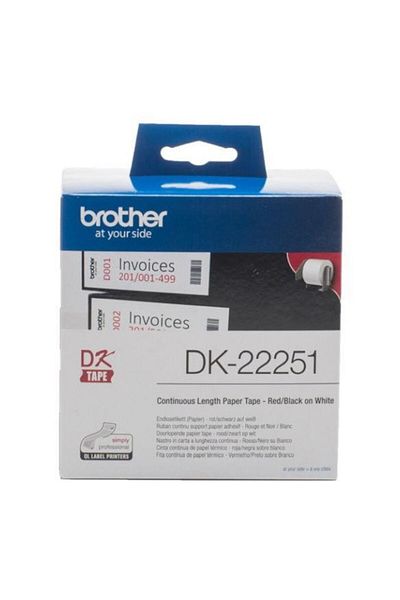 Brother DK-22251 Continuous Paper Roll - Black & Red on White
