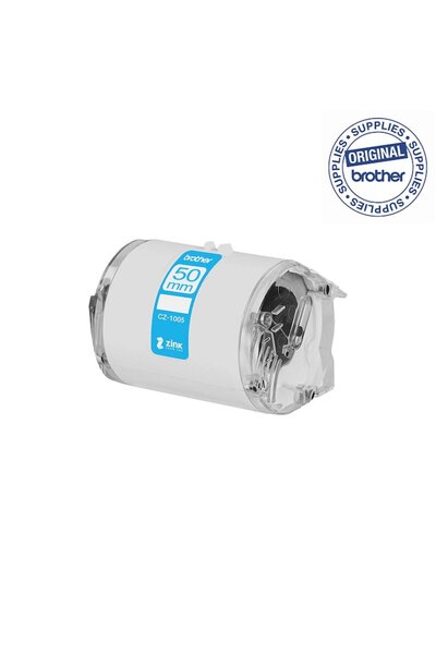 Brother CZ-1005 Label Roll, 50mm x 5m with Zink Zero Ink Technology
