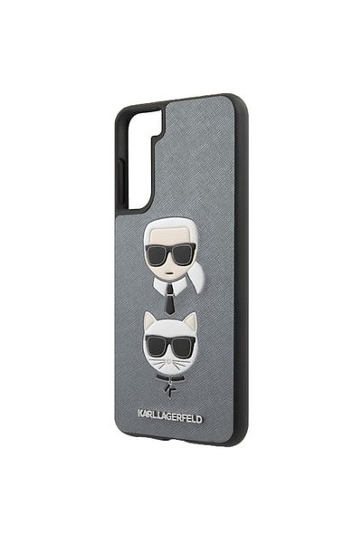 Karl Lagerfeld Saffiano K&C Heads Protective Case for Samsung Galaxy S21+ 5G, Silver