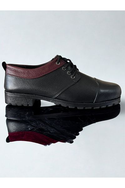 GÜR MODA AYAKKABI Large Size Orthopedic Lining Non-Slip Sole Khaki Leather Daily Classic Shoes