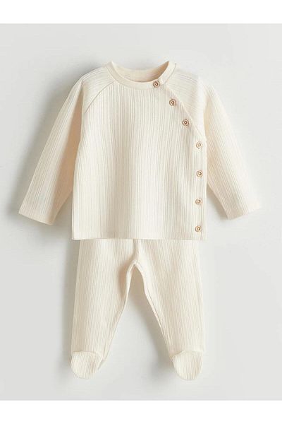 LC Waikiki Lcw Baby Crew Neck Long Sleeve Baby Boy Cardigan and Pants 2-Piece (W5)