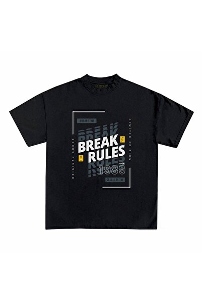RawNox تيشيرت مطبوع بتصميم Break Rules للجنسين