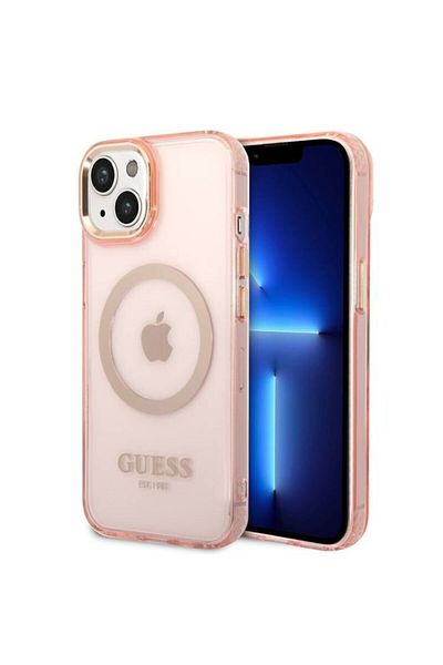 Guess Translucent MagSafe Cover for iPhone 14 Pink