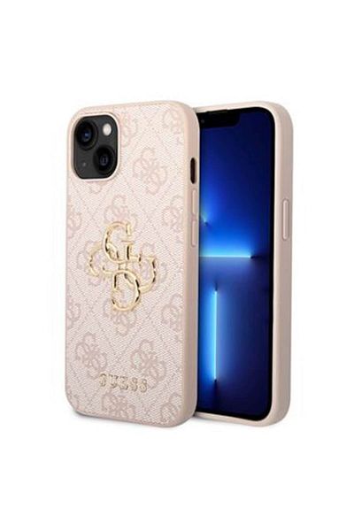 Guess Protective Case PU 4G Metal Logo for iPhone 15 Plus, Pink