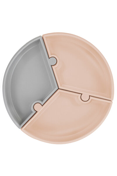 lowell home Puzzle Vacuum Base Silicone Plate Bubble Beige / Powder Gray
