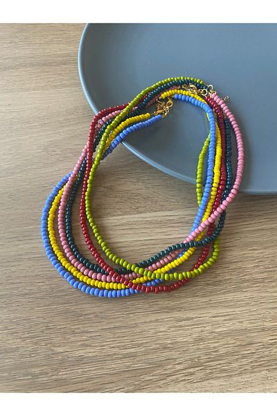 dela otantik Handmade Glass Pearl Colorful Minimal Authentic Necklace - Ethnic Bohemian Simple Beaded Bijoux Jewelry