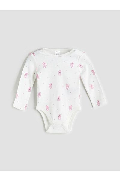 LC Waikiki Crew Neck Printed Baby Girl Snap Bodysuit 3-Piece (W5)