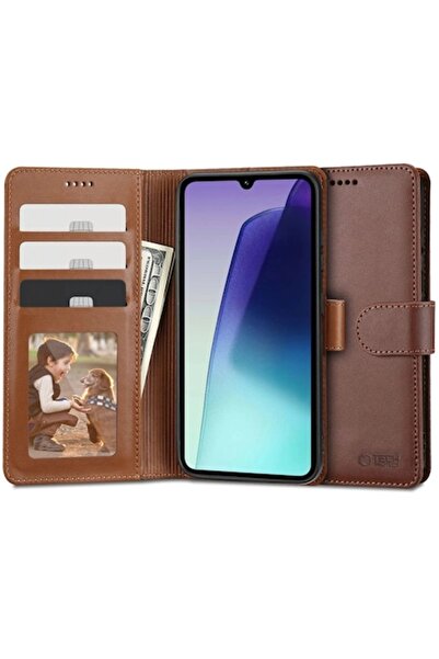 Tech-Protect Husă portofel pentru Xiaomi Redmi 14C / Poco C75, piele, maro