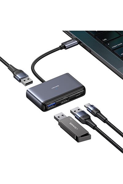 Usams US-SJ627 4'ü 1 Arada Type-C Çok Fonksiyonlu Hub - 60W PD - 5Gbps Veri A...