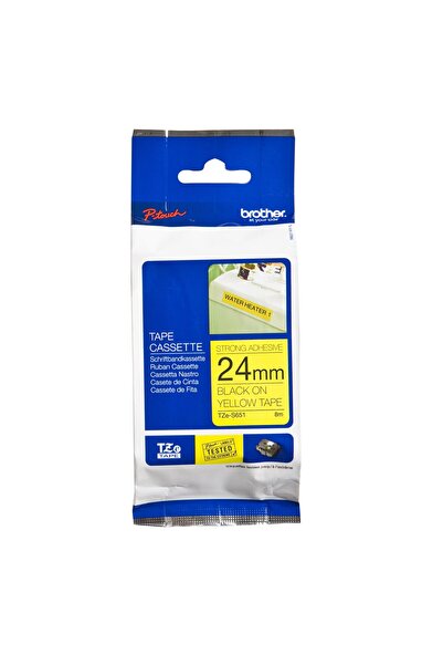 Brother 24mm (0.94") Black on Yellow Tape with Extra Strength Adhesive 8m