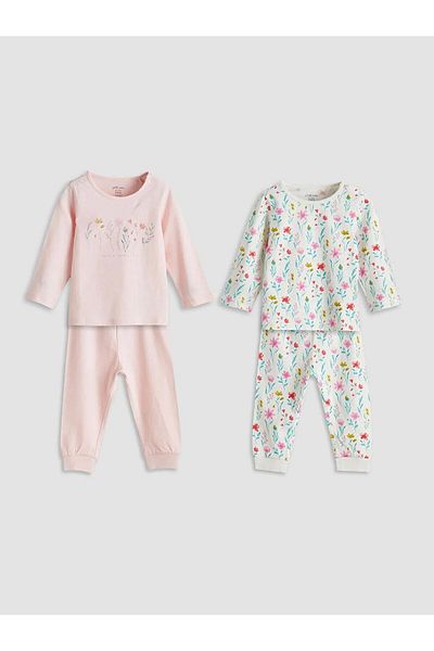 LC Waikiki Crew Neck Floral Baby Girl Pajama Set 2-Piece (W5)