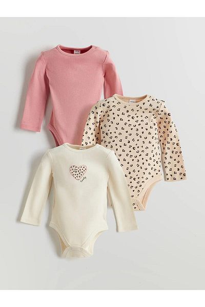 LC Waikiki Lcw Baby Printed Baby Girl Snapback Body 3-Piece (W5)