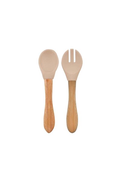 NW NessiWorld مجموعة ملعقة وشوكة طعام من نيسا وورلد باللون البيج الفقاعي