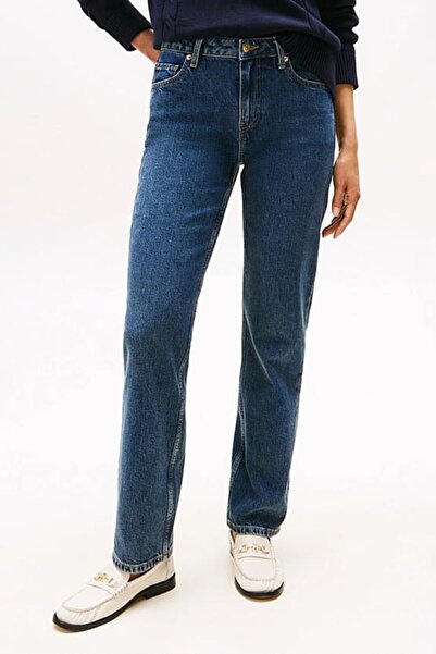 Tommy Hilfiger Kadın Klasik Düz Paça Jean Pantolon - Mavi