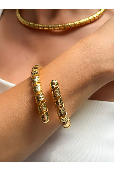 Kutcha Accessories Altın Kaplama Spiral Helezon Kelepçe Bilezik