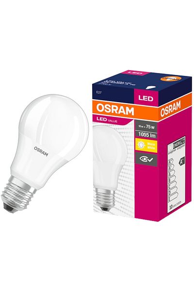Osram Bec LED Osram, E27, 10W (75W), 1055 lm, lumină caldă (2700K), clasa energetică F