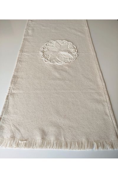 denizli hatırası Natural Authentic Hand Embroidered Runner 45X110 cm