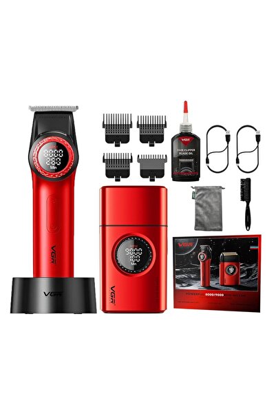 VGR Kırmızı Renkli Çok Fonksiyonlu Şık ve Dayanıklı Ürün V-977 & V-377 Set