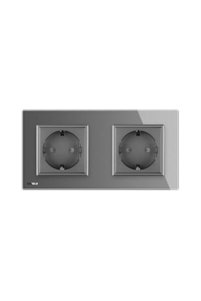 Livolo Double socket with glass frame, Grey