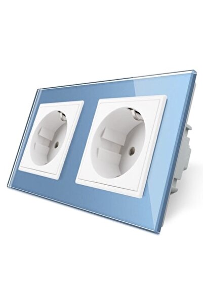 Livolo Priza dubla, Livolo, rama din sticla, 16 A, Albastru