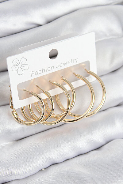 Clariss Brass Ring Model Gold Color Women's Set Earrings -Kp-0959