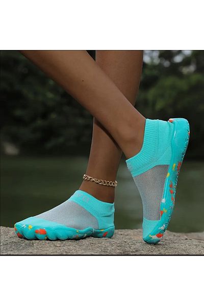ORGANICYOU JINJIANG ZVB Pantofi de apă flexibili de culoare uni pentru femei, talpă EVA superioară din material textil respirabil