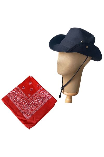 Rupen Kraft Summer Foldable Safari Fedora Cowboy Hat with Cotton Bandana Combination