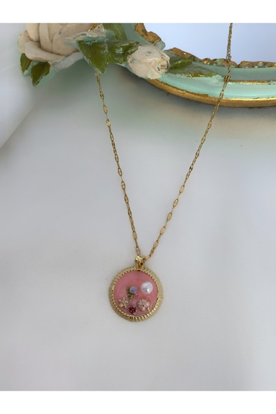 Asia by Leuvoié Çiçek Motifli Çelik Sanat Kolye