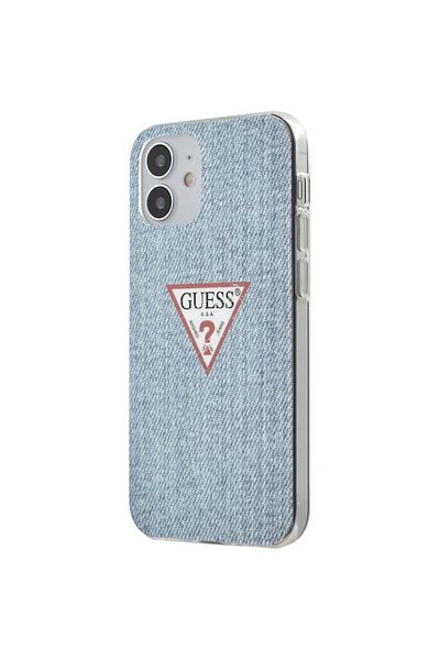 Guess Protective Case GUHCP12SPCUJULLB TPU Denim Triangle for iPhone 12 Mini Light Blue