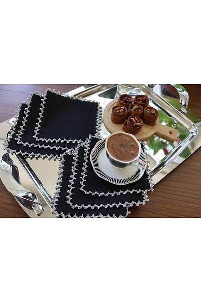 vipceyiz 3 Silver Sequined Stone Cocktail Napkins