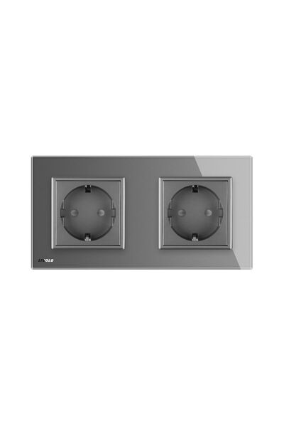Livolo Double socket with glass frame, Grey