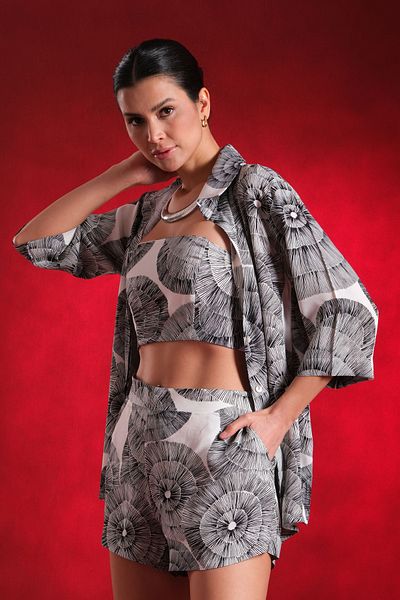 Cherx Aubrey 3 Piece Patterned Short Bottom-Top Set