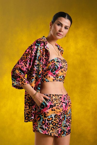 Cherx Cecilia 3 Piece Patterned Short Bottom-Top Set