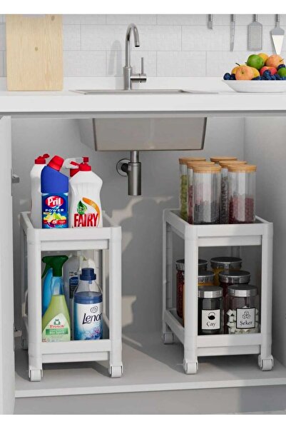 Seyank Haus BANYO 2 Katlı Tekerlekli Düzenleyici (2Lİ SET) Deterjanlık Mutfak...